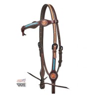 Western uzda HORSEMAN'S TACK TOURQUISE FLOWER