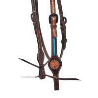 Western uzda HORSEMAN'S TACK TOURQUISE FLOWER