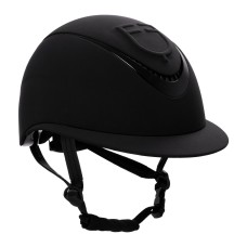 Equestro® jahalna čelada Embossed logo Wide Visor - črna