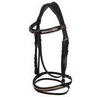 Angleška uzda EQUESTRO ROSEGOLD BIT - črna Angleška uzda EQUESTRO ROSEGOLD BIT - črna