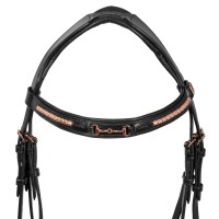 Angleška uzda EQUESTRO ROSEGOLD BIT - črna