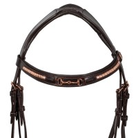Angleška uzda EQUESTRO ROSEGOLD BIT - rjava