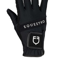 Jahalne rokavice Equestro® LOGO - črna/bela