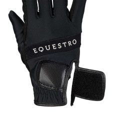 Jahalne rokavice Equestro® LOGO - črna/bela