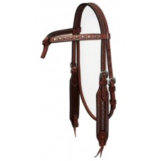 Western uzda na čelnik WIDE DOTS COGNAC