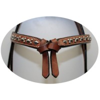Western uzda na čelnik WIDE DOTS COGNAC