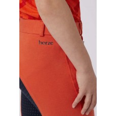 Horze Junior Active bombažne otroške jahalne hlače s silikončki - oranžne