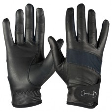 HORZE ženske jahalne rokavice LEATHER MESH - črne