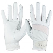 HORZE ženske jahalne rokavice LEATHER MESH - bele