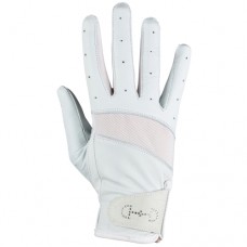 HORZE ženske jahalne rokavice LEATHER MESH - bele