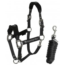Set oglavka + povodec EQUESTRO SHAPED - črna
