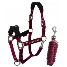 Set oglavka + povodec EQUESTRO SHAPED - bordo rdeča