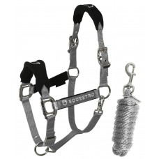 Set oglavka + povodec EQUESTRO SHAPED - siva