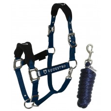 Set oglavka + povodec EQUESTRO SHAPED - temno modra