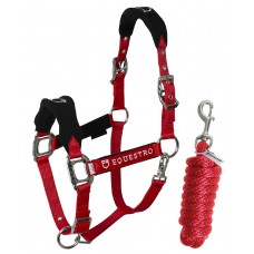 Set oglavka + povodec EQUESTRO SHAPED - rdeča