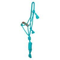 POOL'S vrvična oglavka s povodcem LEATHER TURQUOISE