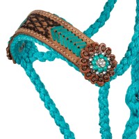 POOL'S vrvična oglavka s povodcem LEATHER TURQUOISE
