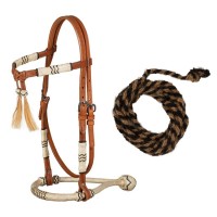 Bosal z uzdo in mecate vajetmi Pool's WHITE TASSEL Bosal z uzdo in mecate vajetmi Pool's WHITE TASSEL