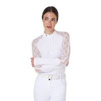 EQUESTRO® ženska tehnična tekmovalna majica z dolgimi rokavi LACE
