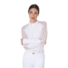 EQUESTRO® ženska tehnična tekmovalna majica z dolgimi rokavi LACE