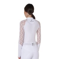 EQUESTRO® ženska tehnična tekmovalna majica z dolgimi rokavi LACE