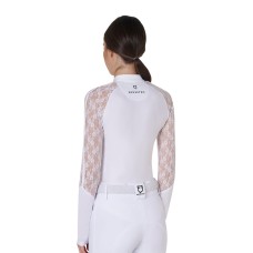 EQUESTRO® ženska tehnična tekmovalna majica z dolgimi rokavi LACE