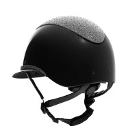 Equestro® jahalna čelada LUXURY WIDE VISOR, črna /srebrna