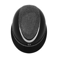 Equestro® jahalna čelada LUXURY WIDE VISOR, črna /srebrna