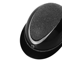 Equestro® jahalna čelada LUXURY WIDE VISOR, črna /srebrna