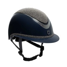 Equestro® jahalna čelada LUXURY WIDE VISOR, modra /srebrna