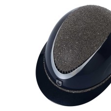 Equestro® jahalna čelada LUXURY WIDE VISOR, modra /srebrna