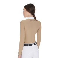 EQUESTRO® ženska tehnična tekmovalna majica TECHNICAL BEIGE, dolg rokav