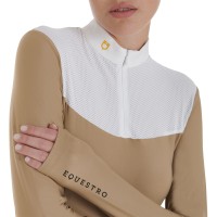 EQUESTRO® ženska tehnična tekmovalna majica TECHNICAL BEIGE, dolg rokav