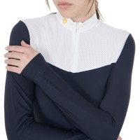 EQUESTRO® ženska tehnična tekmovalna majica TECHNICAL NAVY, dolg rokav