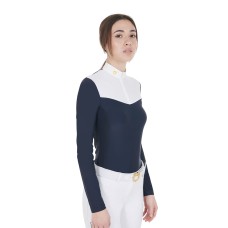 EQUESTRO® ženska tehnična tekmovalna majica TECHNICAL NAVY, dolg rokav