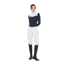 EQUESTRO® ženska tehnična tekmovalna majica TECHNICAL NAVY, dolg rokav