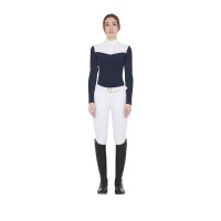 EQUESTRO® ženska tehnična tekmovalna majica TECHNICAL NAVY, dolg rokav