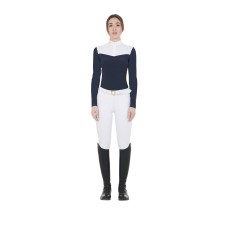 EQUESTRO® ženska tehnična tekmovalna majica TECHNICAL NAVY, dolg rokav