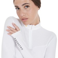 EQUESTRO® ženska tehnična tekmovalna majica TECHNICAL WHITE, dolg rokav