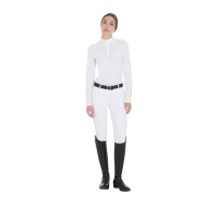 EQUESTRO® ženska tehnična tekmovalna majica TECHNICAL WHITE, dolg rokav