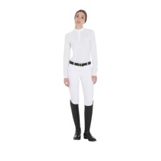 EQUESTRO® ženska tehnična tekmovalna majica TECHNICAL WHITE, dolg rokav