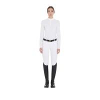 EQUESTRO® ženska tehnična tekmovalna majica TECHNICAL WHITE, dolg rokav