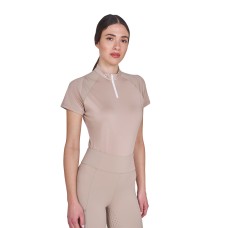 EQUESTRO® funkcijska majica s kratkimi rokavi SLIM FIT TRENING - oxford tan