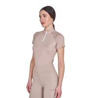 EQUESTRO® funkcijska majica s kratkimi rokavi SLIM FIT TRENING - oxford tan