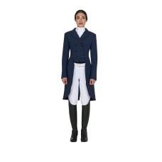 EQUESTRO® dresurni ženski tekmovalni frak RHINESTONE z bleščečimi detajli - moder