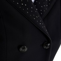 EQUESTRO® dresurni ženski tekmovalni frak RHINESTONE z bleščečimi detajli - črn