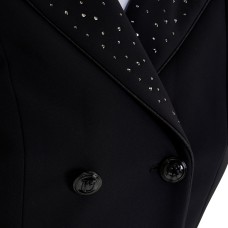 EQUESTRO® dresurni ženski tekmovalni frak RHINESTONE z bleščečimi detajli - črn