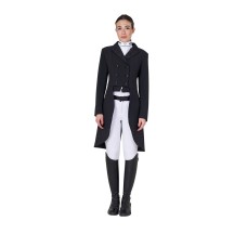 EQUESTRO® dresurni ženski tekmovalni frak RHINESTONE z bleščečimi detajli - črn